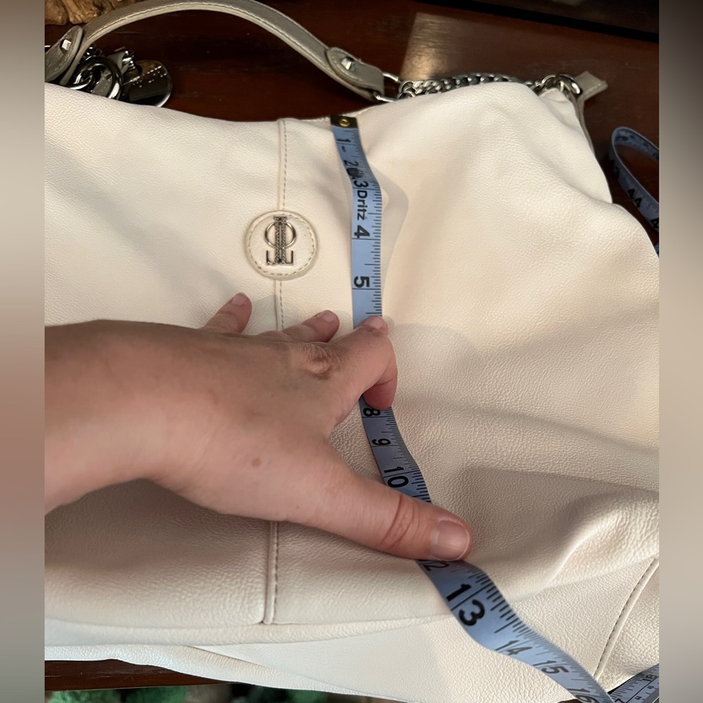 Jennifer Lopez JLO White Hobo Shoulder Bag Faux Leather Purse Y2K Style - Picture 14 of 15